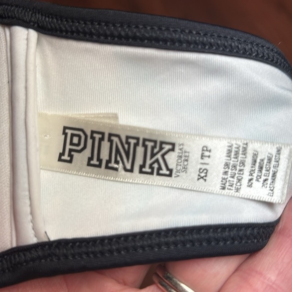 PINK Black and Teal Strapless Bikini Top, XS - Picture 6 of 8